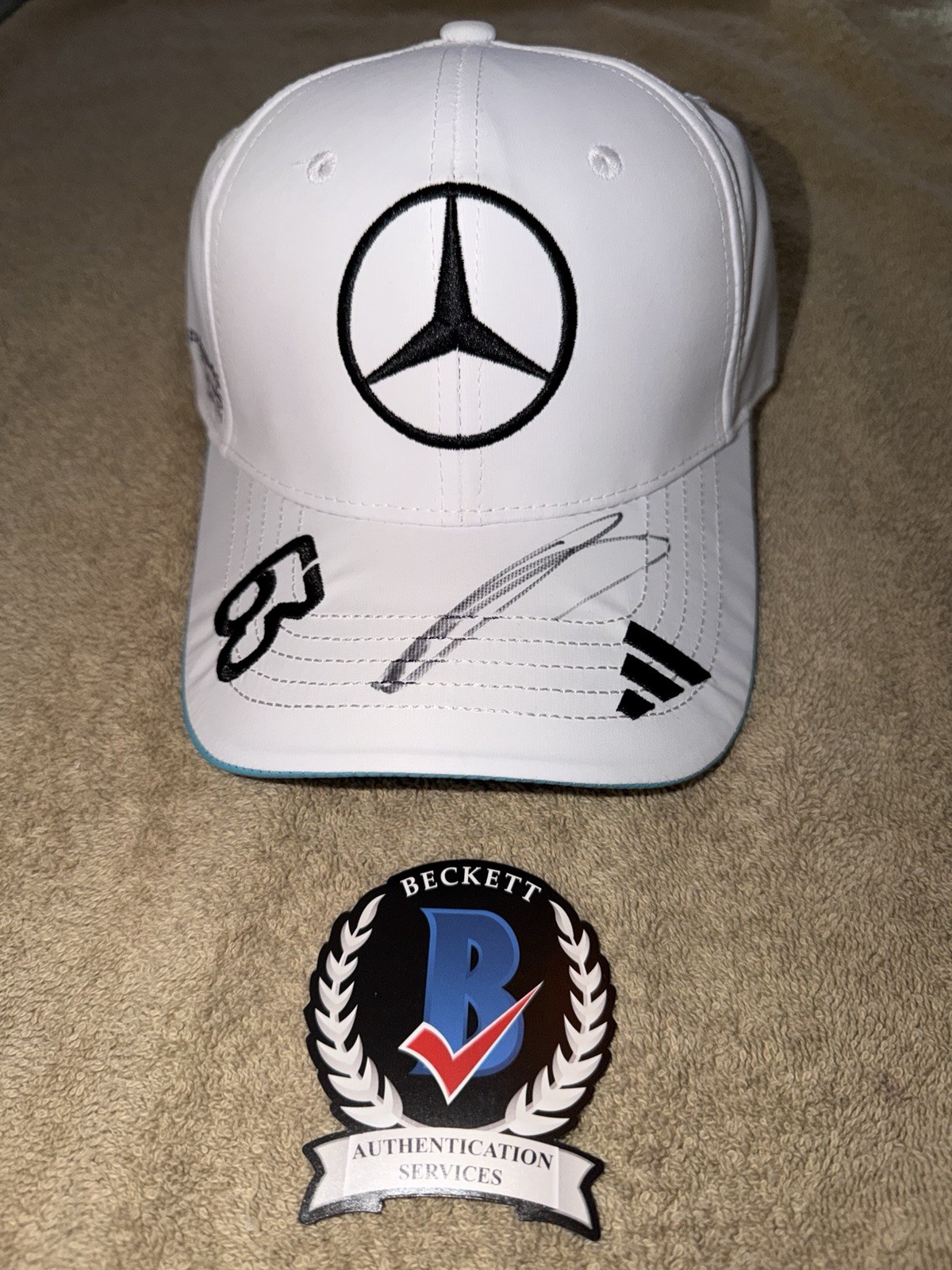 George Russell Signed Official Mercedes Racing Hat F1 Superstar #63 Beckett