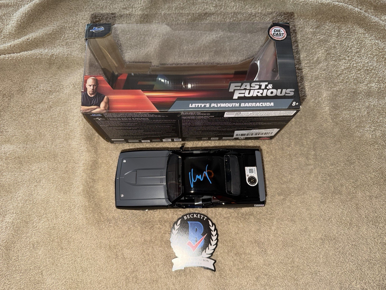 MICHELLE RODRIGUEZ SIGNED OFFICIAL FAST & FURIOUS 1:18 DIE CAST CAR LETTY BAS COLLECTIBLE MEMORABILIA