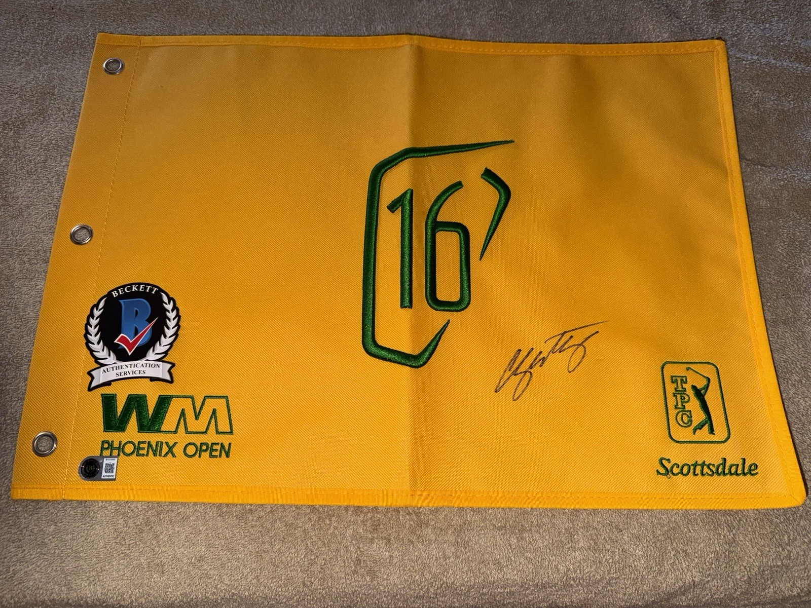 Chris Gotterup Signed Official Waste Management Open Flag Champ Beckett