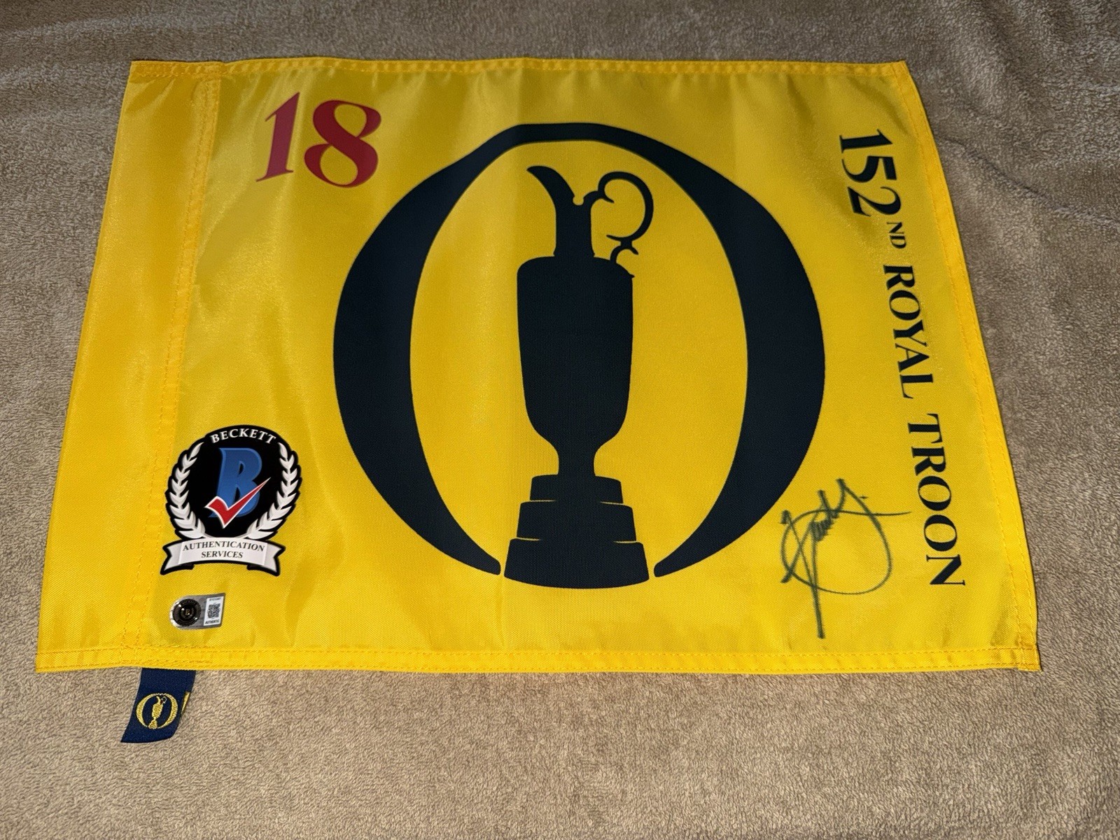 Xander Schauffele Signed Official 2024 British Open Flag 152nd Royal Beckett