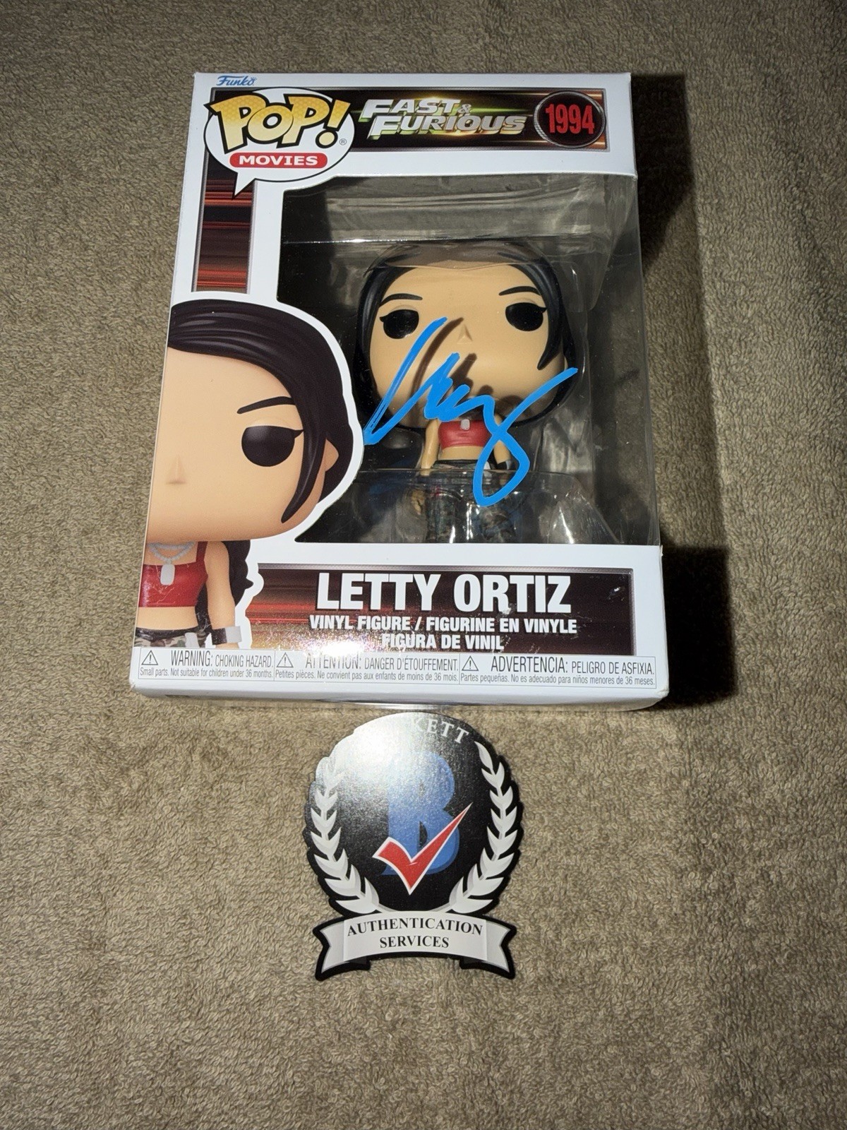 MICHELLE RODRIGUEZ SIGNED OFFICIAL LETTY ORTIZ RACING FUNKO POP FAST BECKETT #2 COLLECTIBLE MEMORABILIA