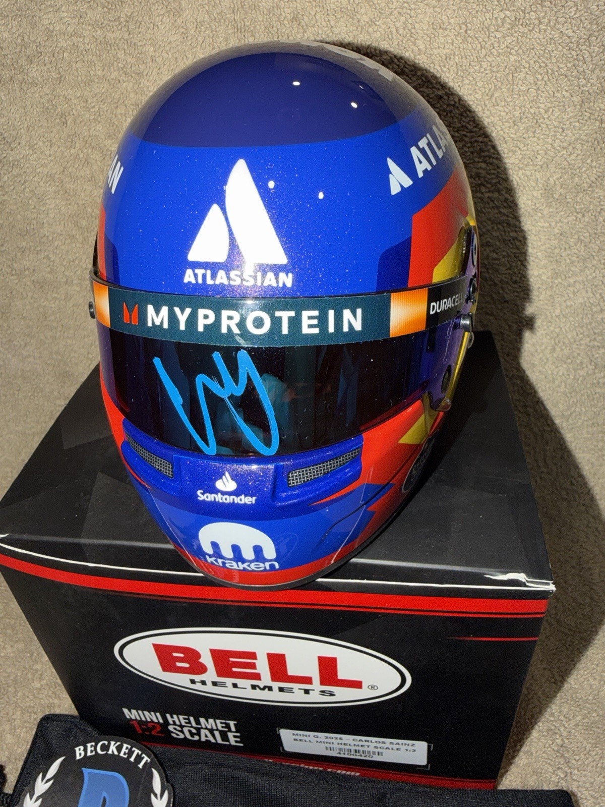 Carlos Sainz Signed Official 2025 Season Mini Helmet 1:2 Williams Racing Beckett