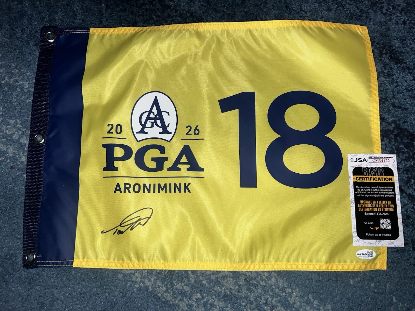 Tommy Fleetwood Signed Official 2026 PGA Championship Flag Aronimink GC JSA #2
