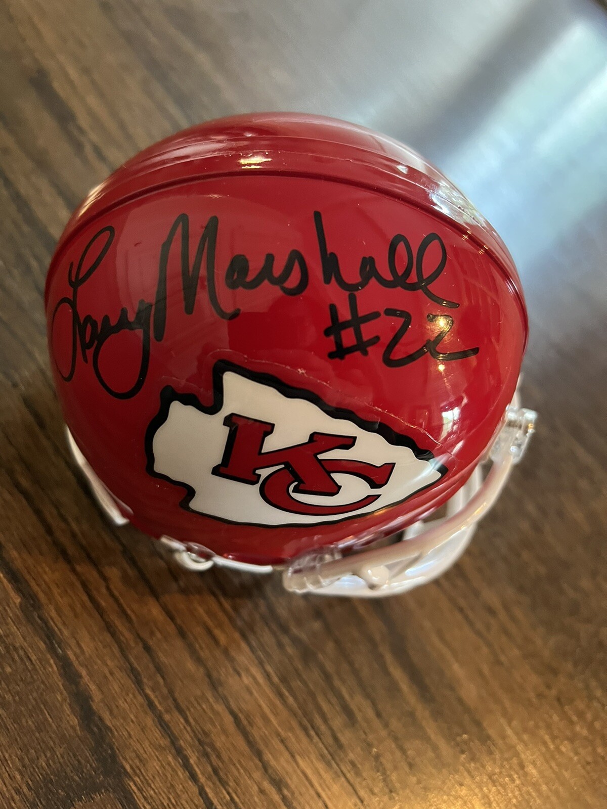 LARRY MARSHALL SIGNED FOOTBALL MINI HELMET KANSAS CITY CHIEFS AUTOGRAPH