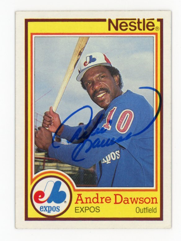 1984 TOPPS NESTLE SIGNED BASEBALL CARD AUTO #16 ANDRE DAWSON HOF MONTREAL EXPOS