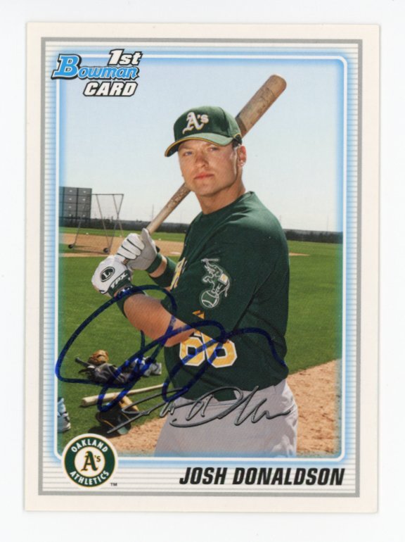 SIGNED BASEBALL CARD AUTO 2010 BOWMAN RC #61 JOSH DONALDSON OAKLAND A's ATHLETIC