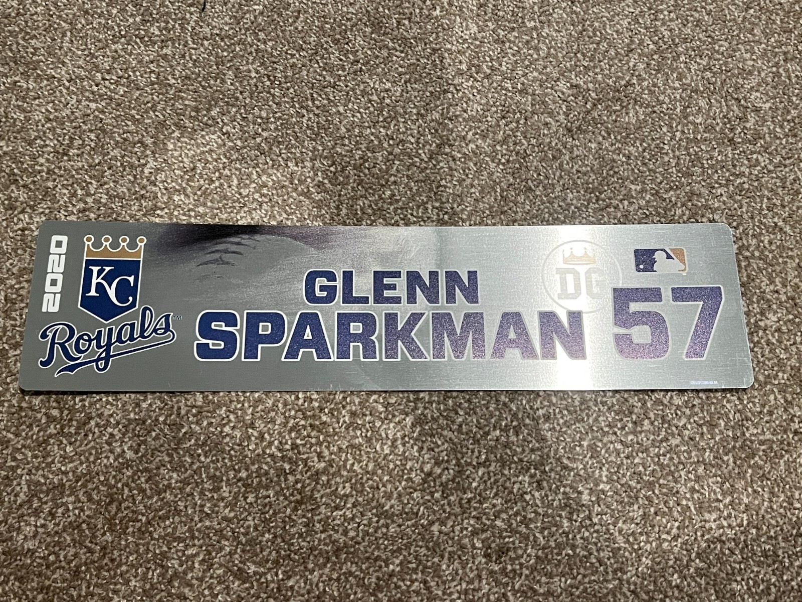 KANSAS CITY ROYALS GAME USED ? TEAM ISSUED BASEBALL NAMEPLATE GLENN SPARKMAN