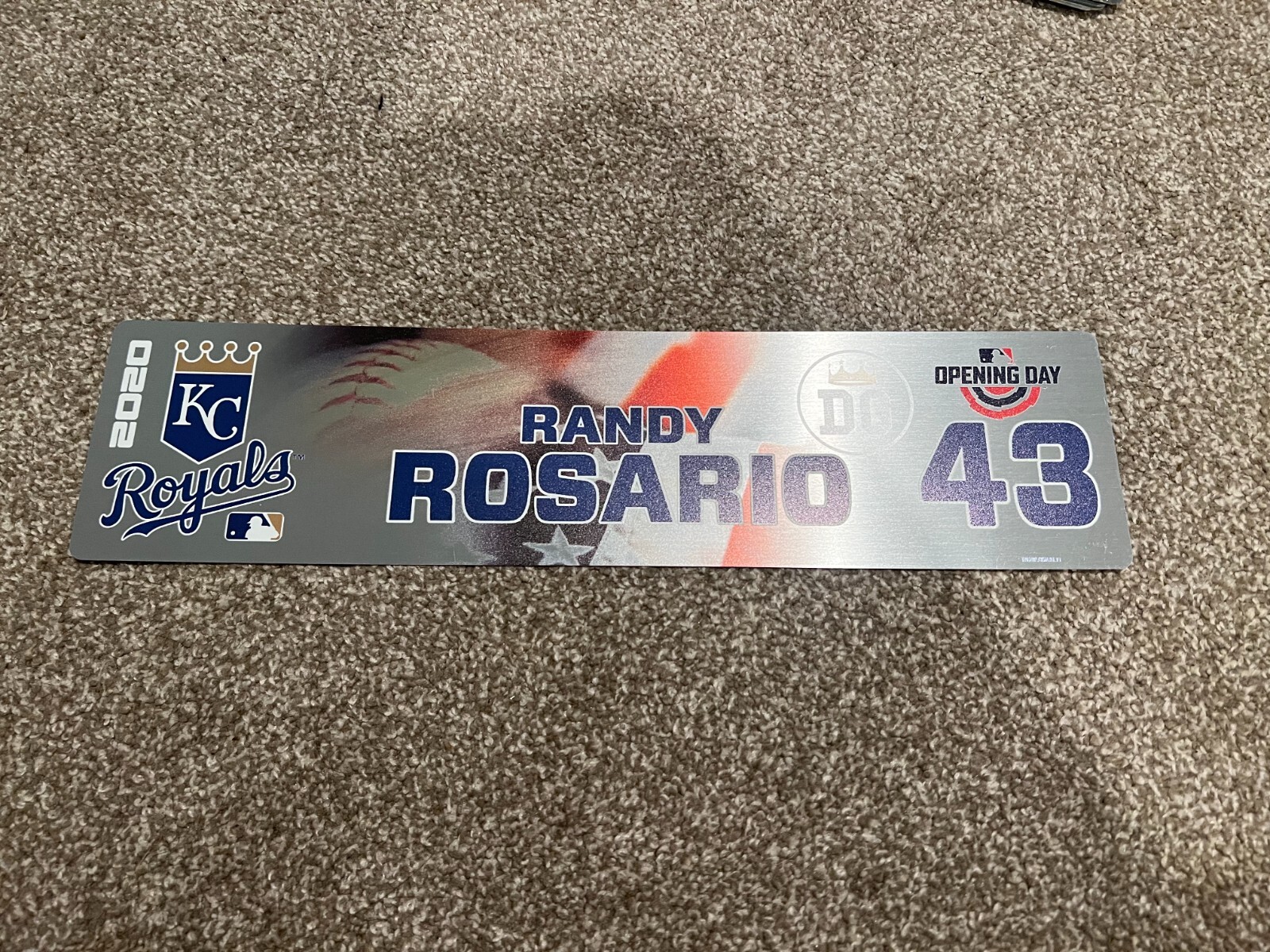 KANSAS CITY ROYALS GAME USED ? TEAM ISSUED BASEBALL NAMEPLATE RANDY ROSARIO OD