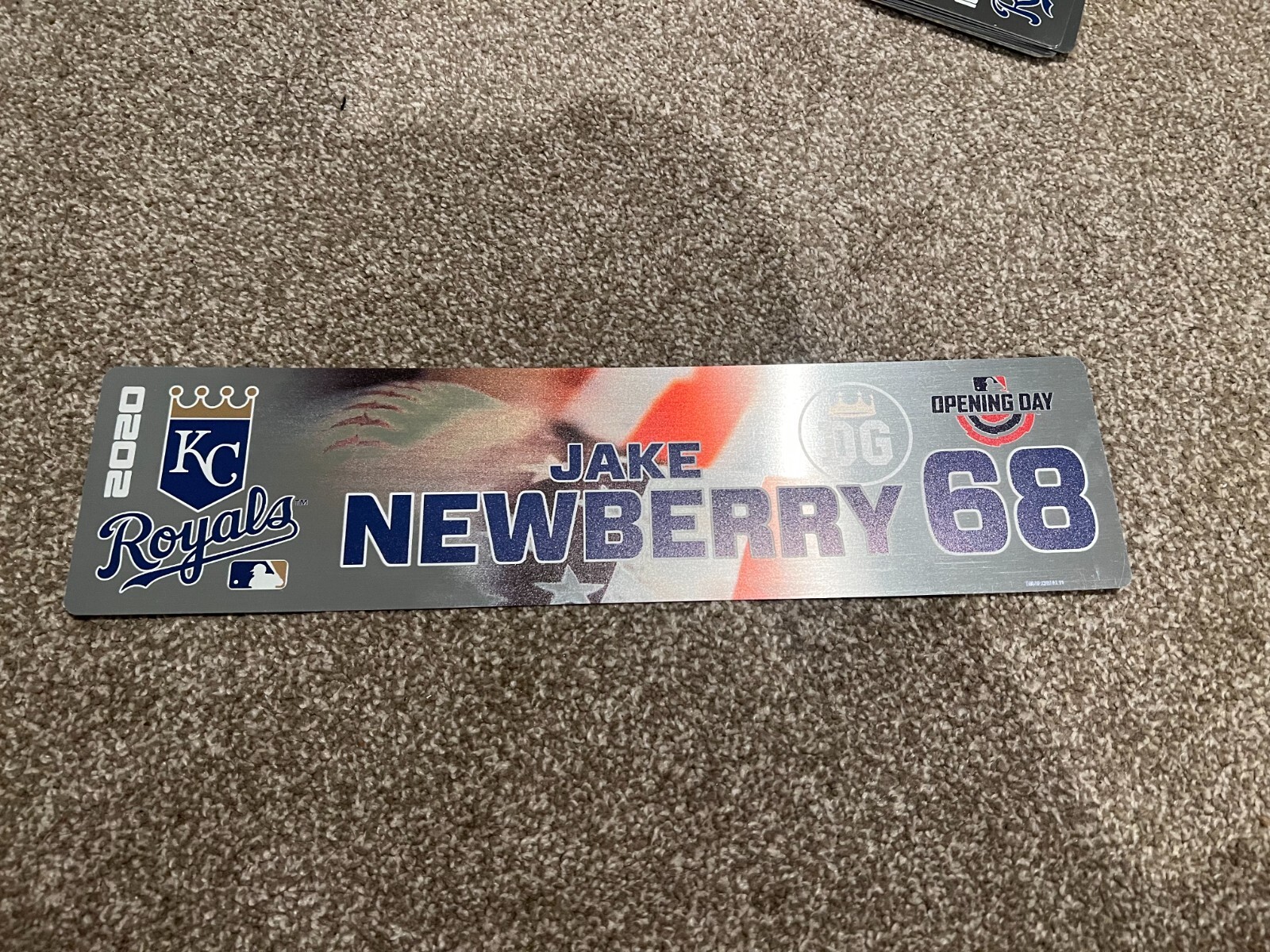 KANSAS CITY ROYALS GAME USED ? TEAM ISSUED BASEBALL NAMEPLATE JAKE NEWBERRY