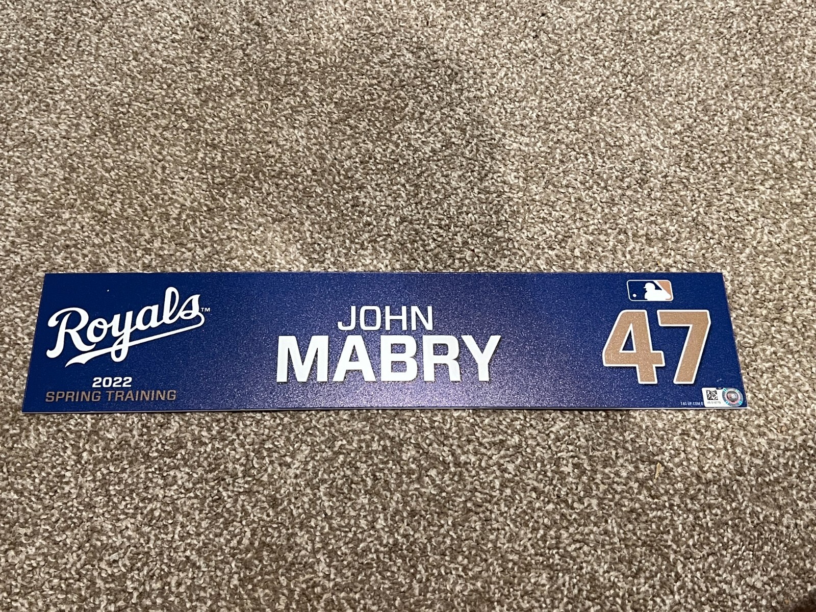 KANSAS CITY ROYALS GAME USED ? TEAM ISSUED BASEBALL NAMEPLATE ST JOHN MABRY