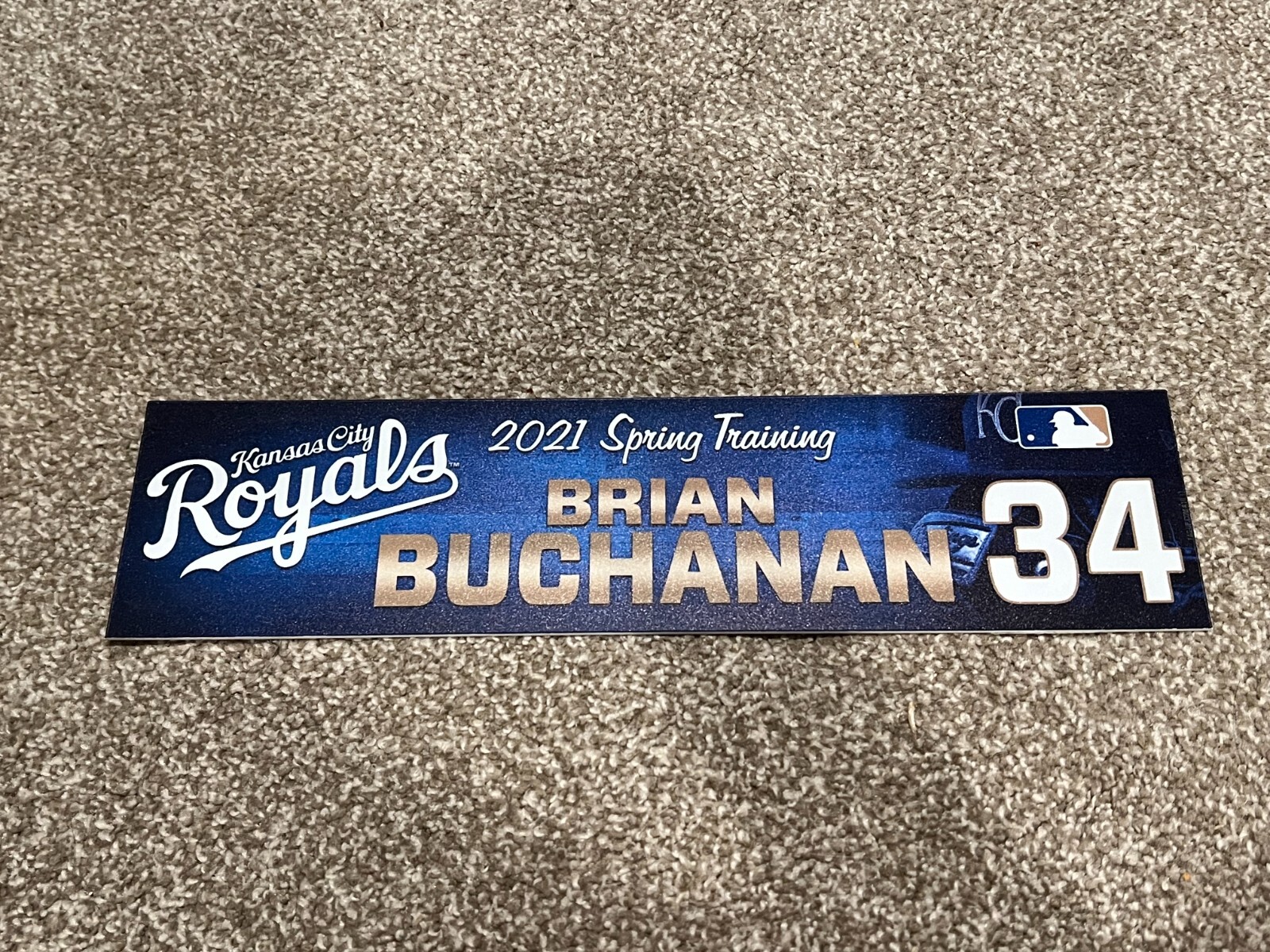KANSAS CITY ROYALS GAME USED ? TEAM ISSUED BASEBALL NAMEPLATE ST BRIAN BUCHANAN