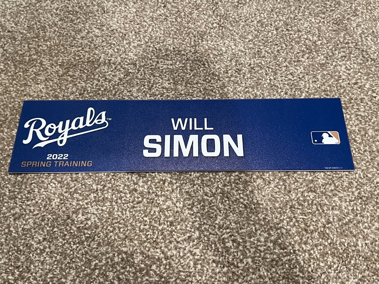 KANSAS CITY ROYALS GAME USED ? TEAM ISSUED BASEBALL NAMEPLATE WILL SIMON