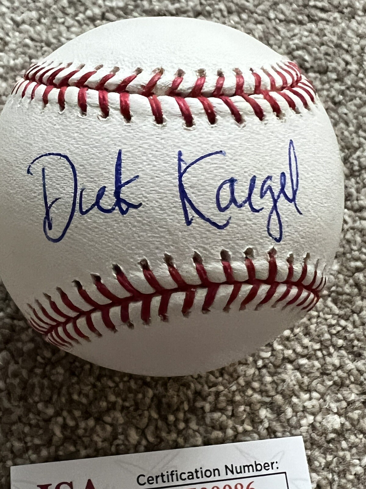 DICK KAEGEL SIGNED BASEBALL AUTO JG SPINK AWARD WINNER WRITER HOF JSA COA