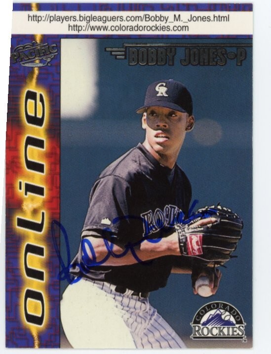 SIGNED BASEBALL CARD AUTO COLORADO ROCKIES BOBBY M JONES 1998 PACIFIC ONLINE 247