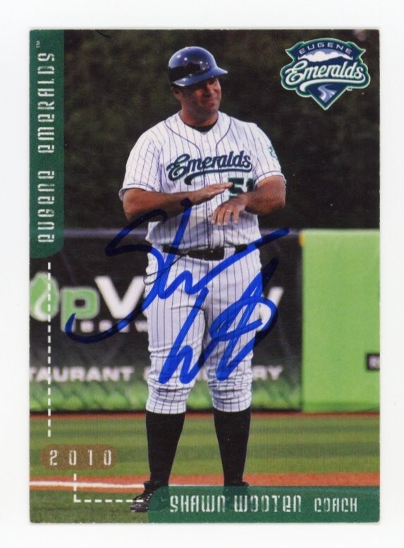 SIGNED BASEBALL CARD AUTO SHAWN WOOTEN 2010 EUGENE EMERALDS COACH