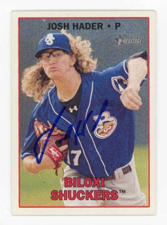 SIGNED BASEBALL CARD AUTO JOSH HADER #213 2016 TOPPS HERITAGE MINORS RC ROOKIE