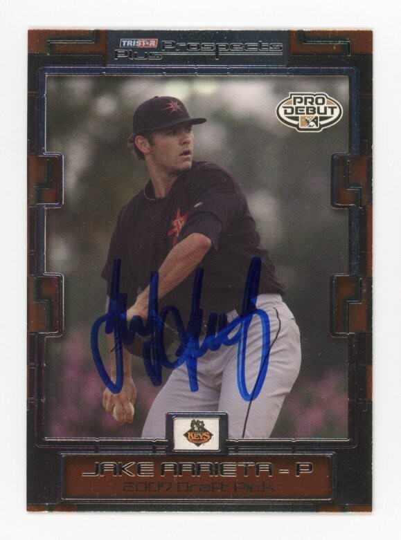 SIGNED BASEBALL CARD AUTO BALTIMORE ORIOLES JAKE ARRIETA 2007 TRISTAR PRO DEBUT