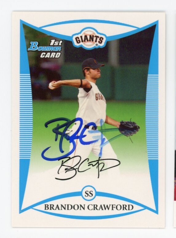 SIGNED BASEBALL CARD AUTO 2008 BOWMAN BRANDON CRAWFORD SF GIANTS *IMPERFECT* RC