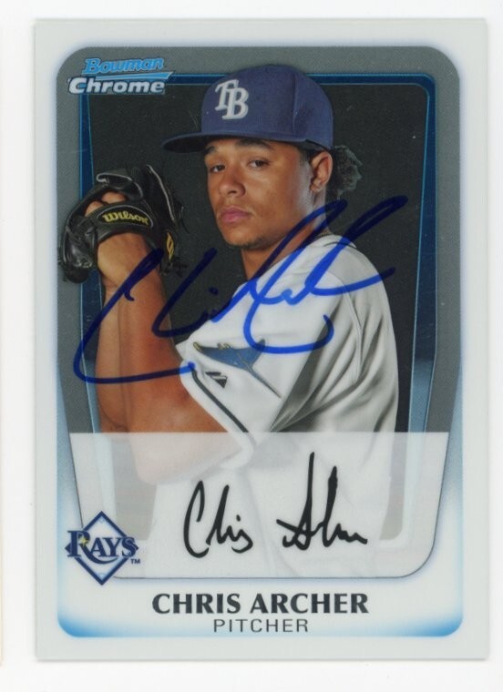 SIGNED BASEBALL CARD AUTO TAMPA BAY RAYS 2011 BOWMAN CHROME RC CHRIS ARCHER #134