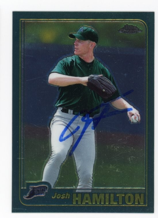 SIGNED BASEBALL CARD AUTO JOSH HAMILTON 2001 TOPPS CHROME #T172 TAMPA DEVIL RAYS