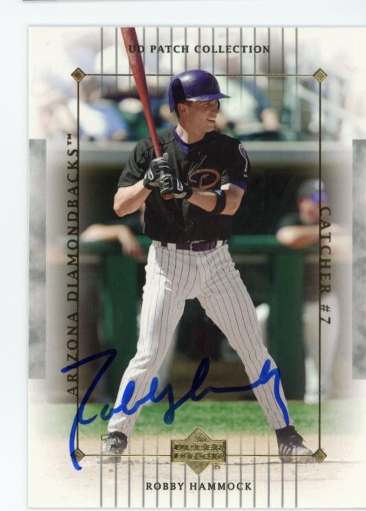 SIGNED BASEBALL CARD AUTO ARIZONA DBACKS ROBBY HAMMOCK 2003 UD PATCH COLLECTION