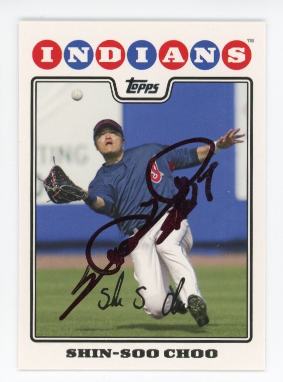 SIGNED BASEBALL CARD AUTO TOPPS CLEVELAND INDIANS SHIN-SOO CHOO 2008 #UH108