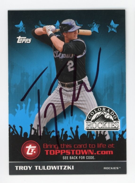 SIGNED BASEBALL CARD AUTO TOPPS 2009 TROY TULOWITZKI COLORADO ROCKIES #TTT71