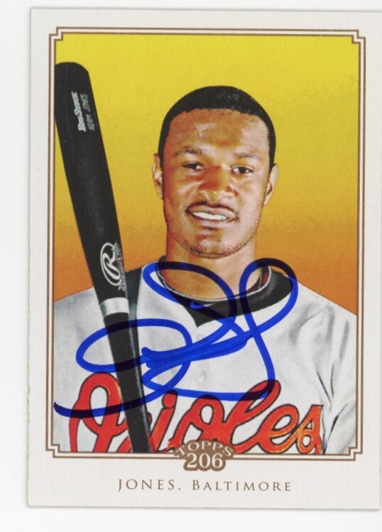 SIGNED BASEBALL CARD AUTO TOPPS 206 ADAM JONES 2010 BALTIMORE ORIOLES #196