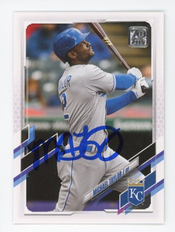 SIGNED BASEBALL CARD AUTO KANSAS CITY ROYALS TOPPS 2021 MICHAEL TAYLOR #US216