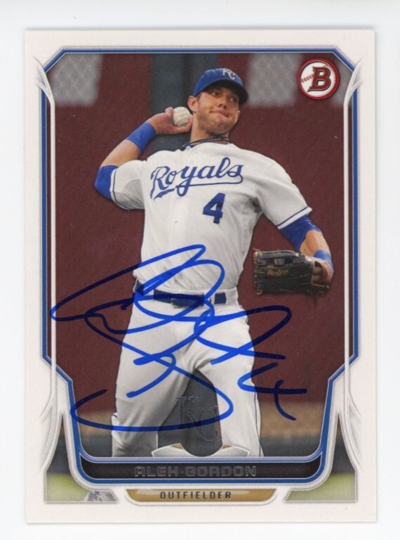 SIGNED BASEBALL CARD AUTO KANSAS CITY ROYALS BOWMAN 2014 ALEX GORDON #59