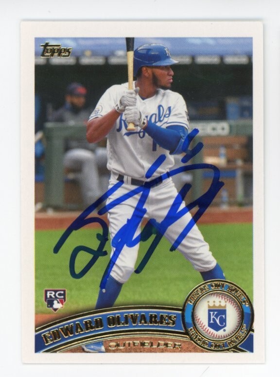 SIGNED BASEBALL CARD AUTO ROYALS TOPPS ARCHIVES 2021 EDWARD OLIVARES #251