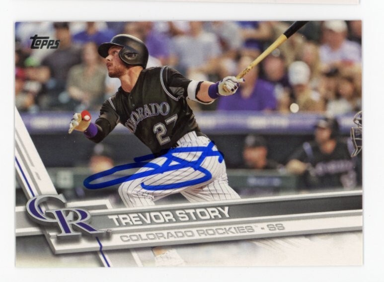 SIGNED BASEBALL CARD AUTO TOPPS 2017 TREVOR STORY #42 COLORADO ROCKIES