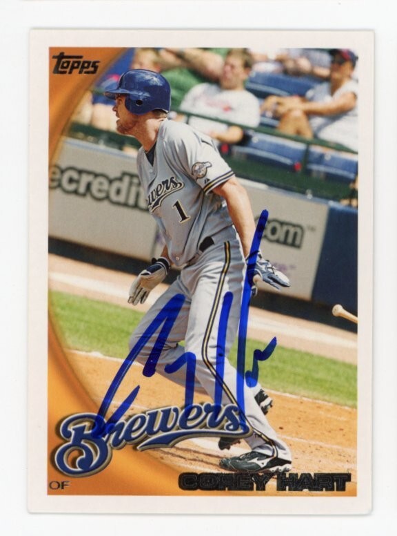 SIGNED BASEBALL CARD AUTO MILWAUKEE BREWERS TOPPS 2010 COREY HART #518