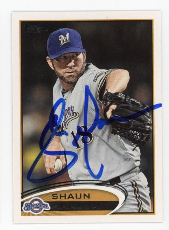 SIGNED BASEBALL CARD AUTO MILWAUKEE BREWERS TOPPS 2012 SHAUN MARCUM #262