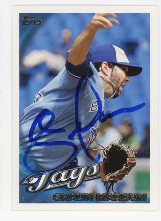 SIGNED BASEBALL CARD AUTO TORONTO BLUE JAYS TOPPS 2010 SHAUN MARCUM #US-34