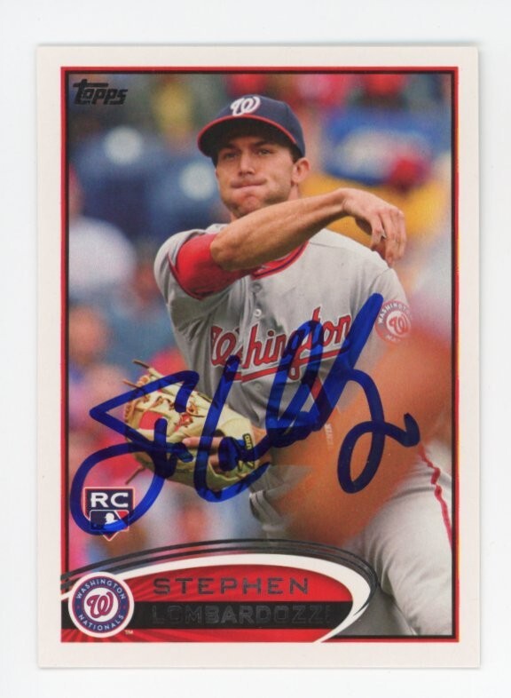 SIGNED BASEBALL CARD AUTO WASHINGTON NATIONALS TOPPS 2012 STEPHEN LOMBARDOZZI RC