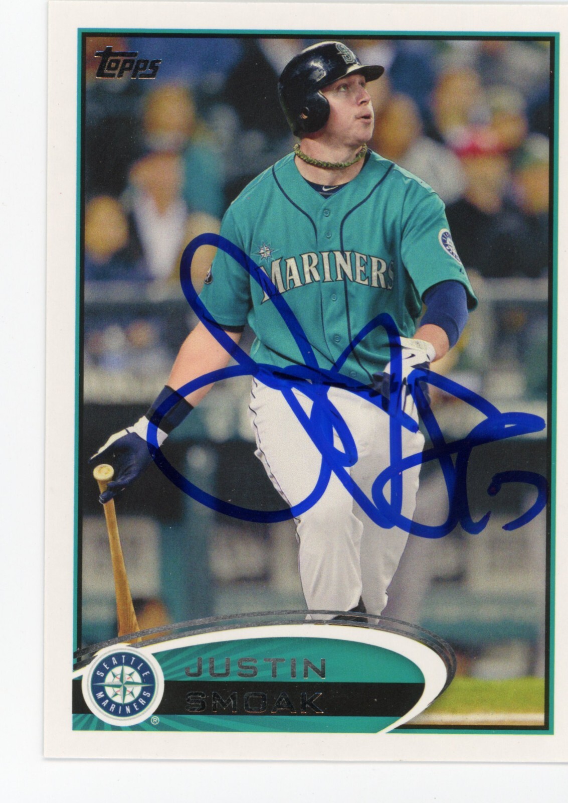 SIGNED BASEBALL CARD AUTO SEATTLE MARINERS TOPPS 2012 JUSTIN SMOAK #627