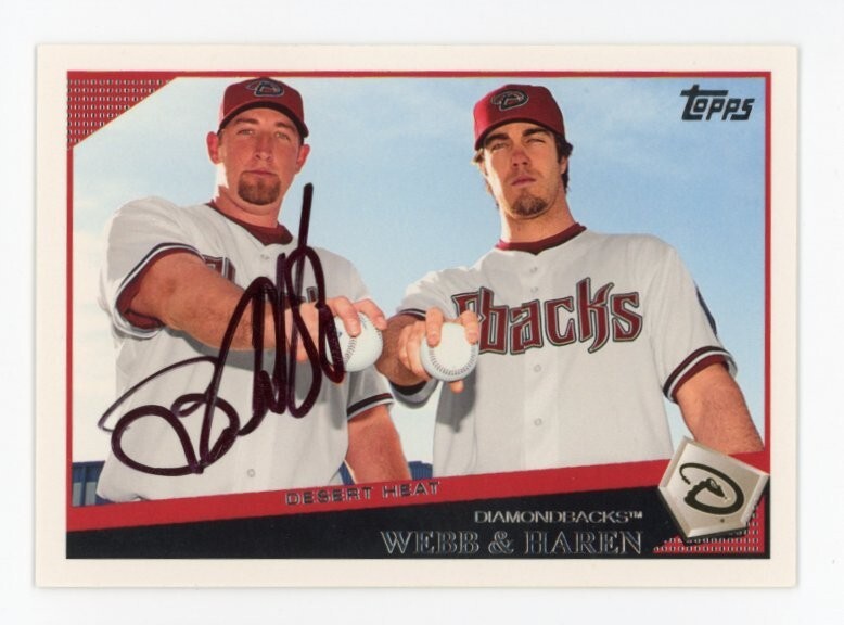 SIGNED BASEBALL CARD AUTO ARIZONA DIAMONDBACKS TOPPS 2009 BRANDON WEBB #157