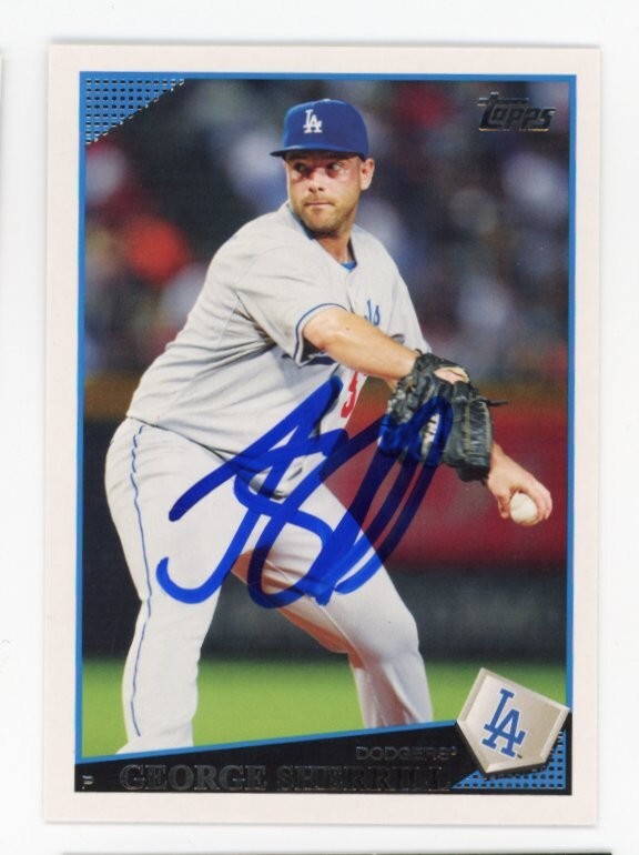SIGNED BASEBALL CARD AUTO LOS ANGELES DODGERS TOPPS 2009 GEORGE SHERRILL #UH239
