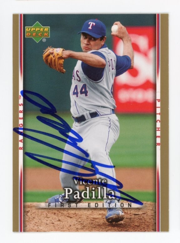 SIGNED BASEBALL CARD AUTO 2007 UPPER DECK UD FIRST EDITION VICENTE PADILLA #157