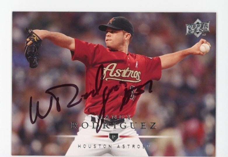 SIGNED BASEBALL CARD AUTO UPPER DECK UD ASTROS 2008 WANDY RODRIGUEZ #12