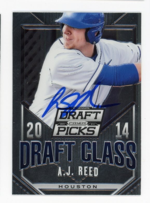SIGNED BASEBALL CARD AUTO PANINI PRIZM 2014 AJ REED HOUSTON KENTUCKY #40