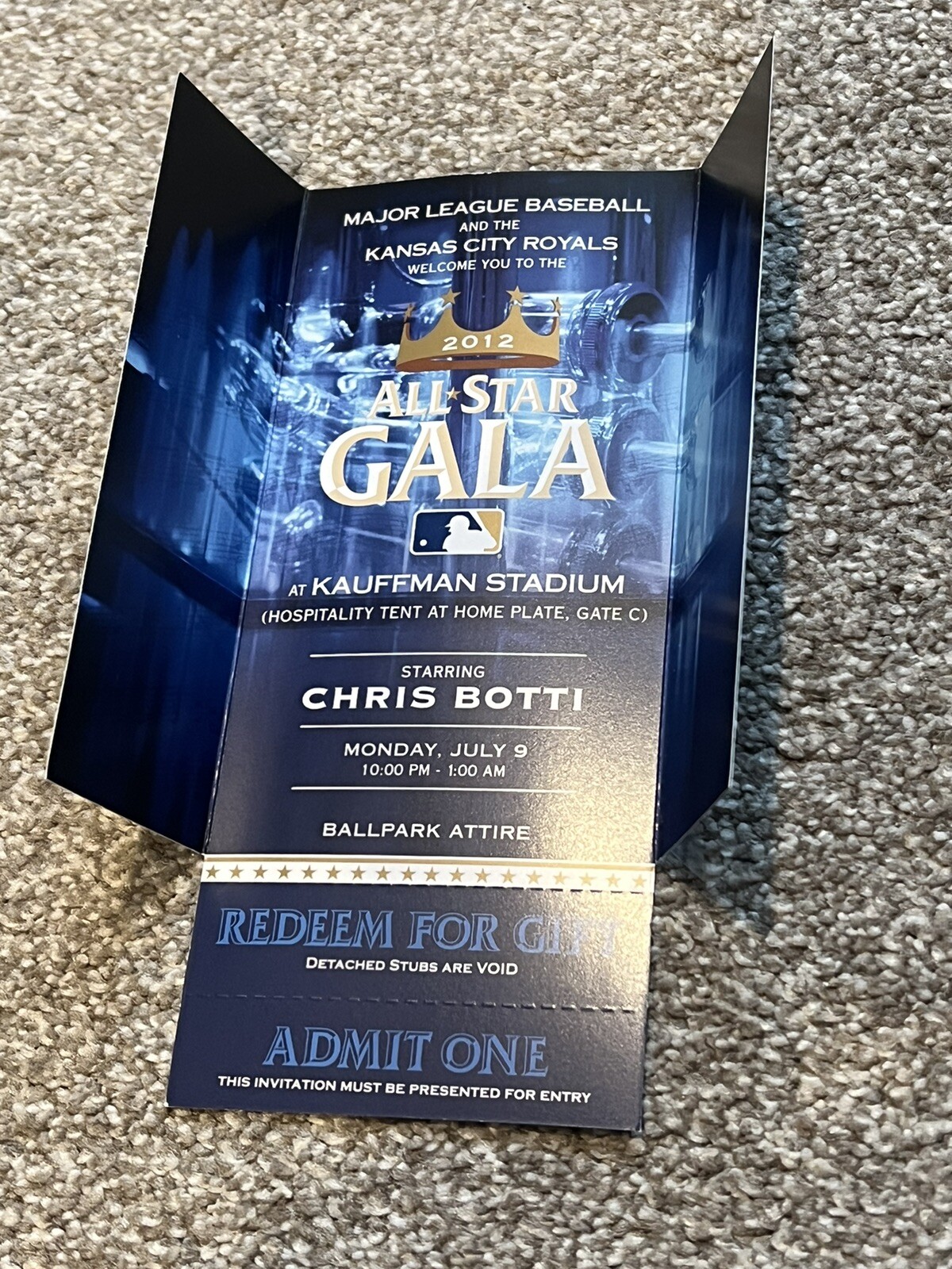2012 MLB Baseball All Star Game GALA Ticket RARE UNIQUE Mike Trout Bryce Harper