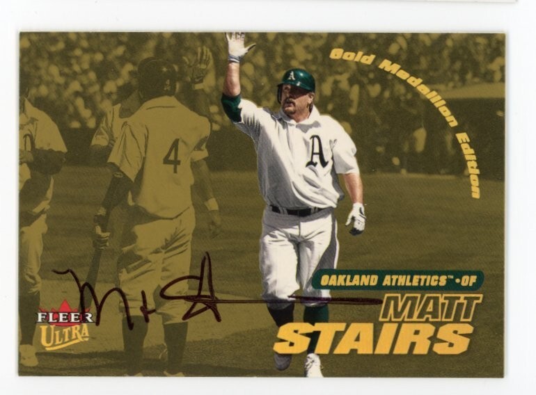 SIGNED BASEBALL CARD AUTO 2001 FLEER ULTRA MATT STAIRS OAKLAND A's #1326
