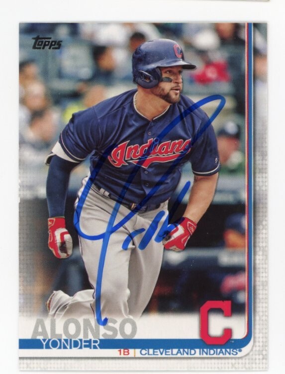SIGNED BASEBALL CARD AUTO TOPPS 2019 YONDER ALONSO #328 CLEVELAND INDIANS