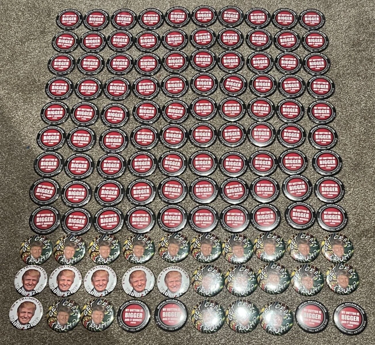 (120) PRESIDENT DONALD TRUMP BUTTON LOT - HILL AIR FORCE BASE + MORE