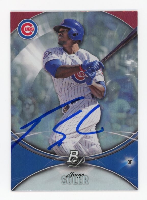 SIGNED BASEBALL CARD AUTO 2016 BOWMAN PLATINUM JORGE SOLER CHICAGO CUBS #47