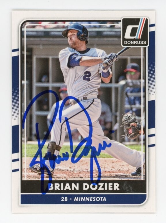 SIGNED BASEBALL CARD AUTO DONRUSS 2016 BRIAN DOZIER MINNESOTA TWINS #115