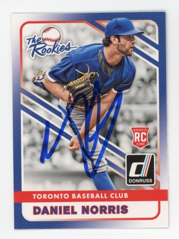 SIGNED BASEBALL CARD AUTO DONRUSS 2015 DANIEL NORRIS TORONTO BLUE JAYS #9