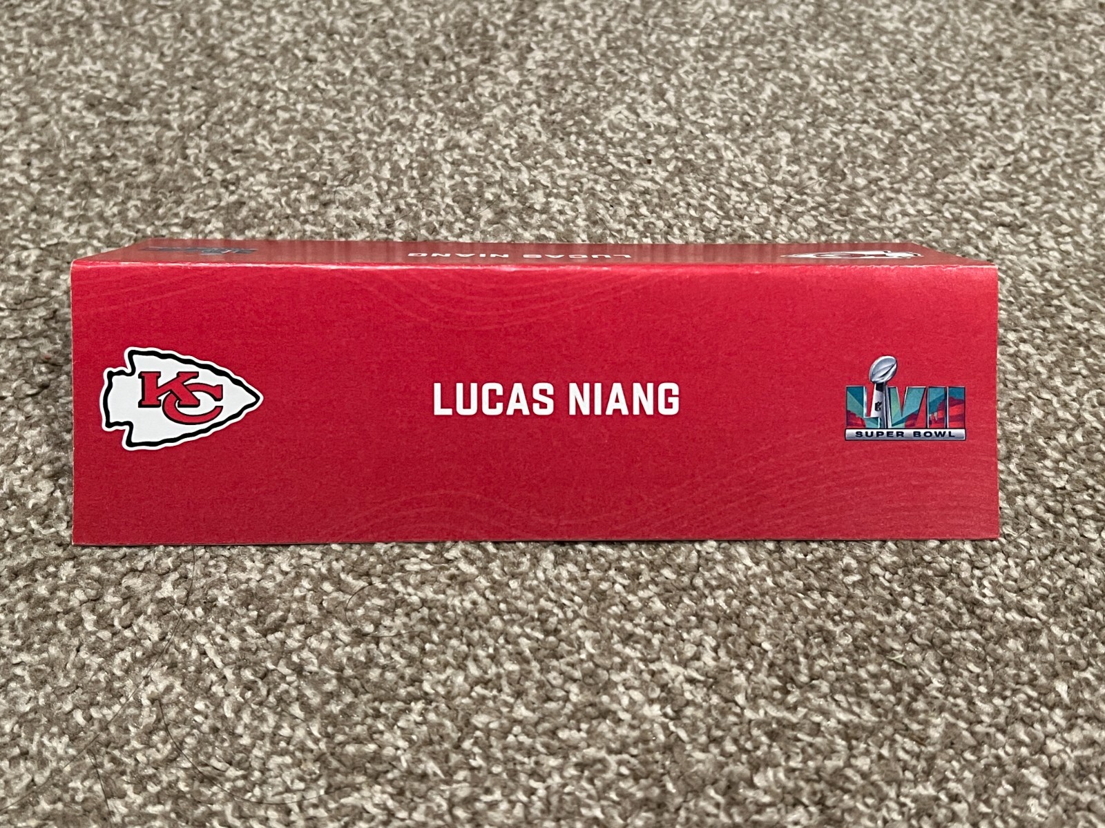 KANSAS CITY CHIEFS TEAM ISSUED SUPER BOWL LVII PAPER NAMEPLATE LUCAS NIANG